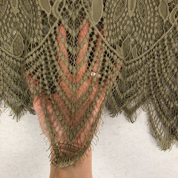 BKE Boutique Women's Size Small Olive Green Brown Eyelash Lace Scoop Tank Top - Picture 4 of 9